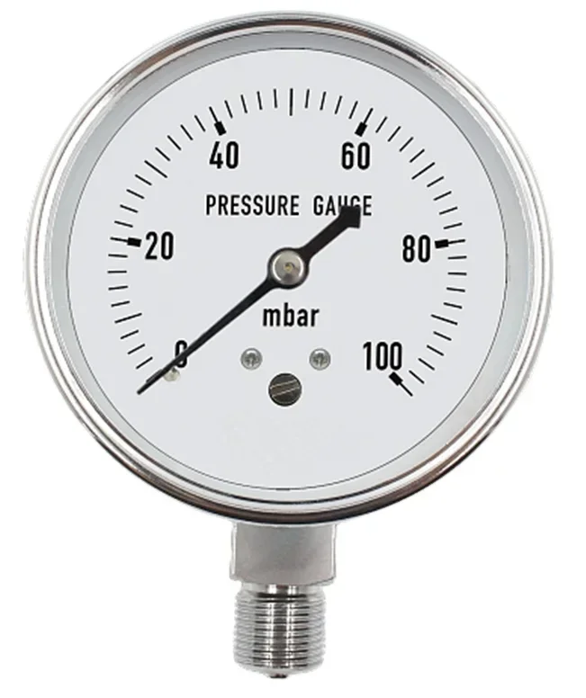60MM 100MM 0~100mbar air gas pressure gauge mbar pressure gauge