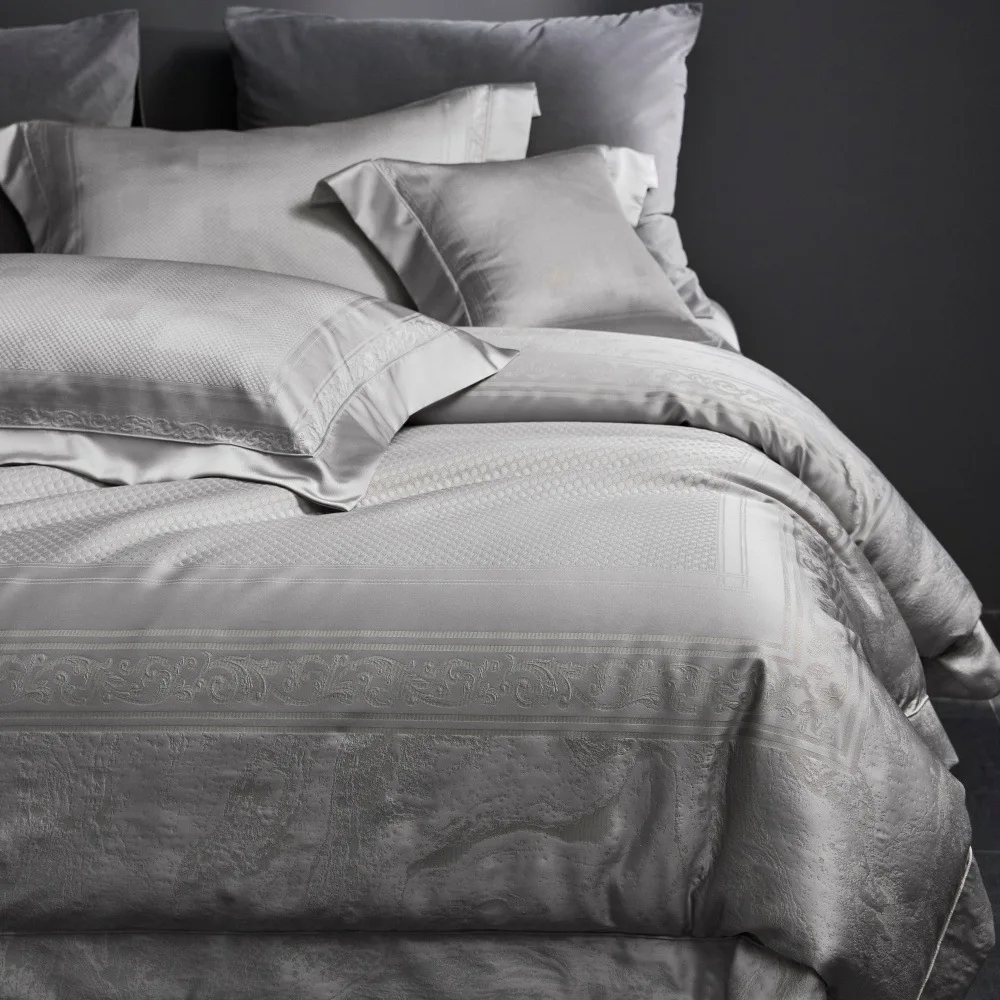 High-end French exquisite jacquard 140-count long-staple cotton four-piece set, delicate and skin-friendly quilt cover, pure cot