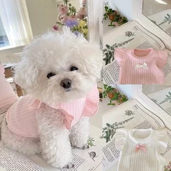 Adorable Dog Vest with Delicate Bowknot Teddy Clothes Summer Two-legged Pet Apparel Cat Clothes Breathable  Tank Top