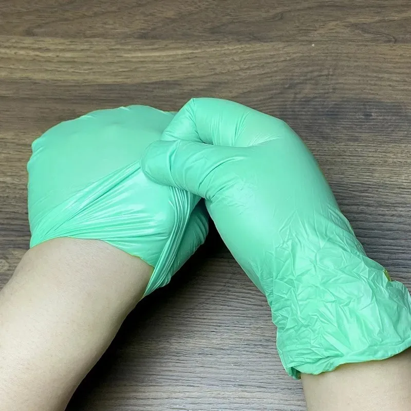 

100PCS Green Nitrile Disposable Gloves Latex-Free Hair Dye Perm for Cleaning Kitchen Bathroom Food Prep Cooking Tattoo Care
