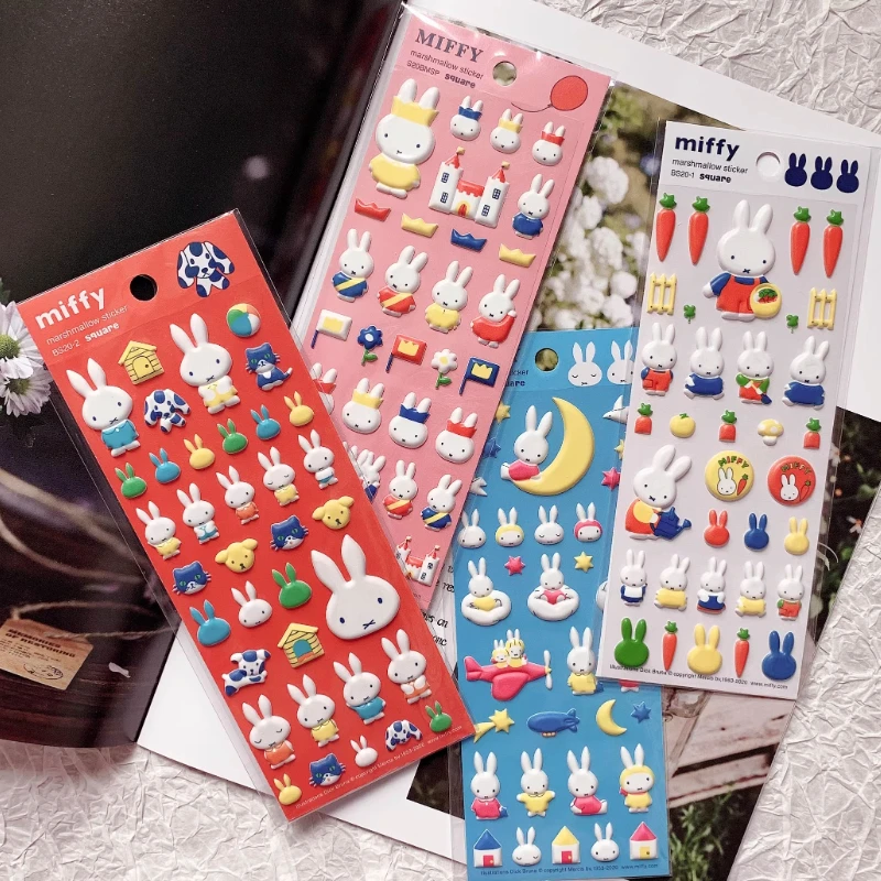 Miffy Rabbit Kawaii Anime Cartoon Cute Three-dimensional Foam Stickers Handbook Diy Girly Heart Waterproof Decoration Stickers