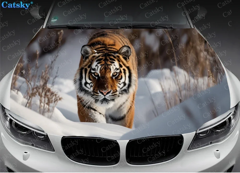 Tiger With Wintry Landscape Car Hood Decal Truck Decals Vinyl Sticker Graphic Wrap Stickers Trucks Cars Bonnet Vinyls