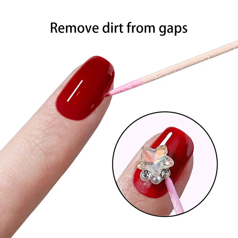 vvocci Double-Ended Pink Cotton Swabs for Nail Art & Eyebrow Tattooing – Disposable Pointed Tip for Precision Cleaning