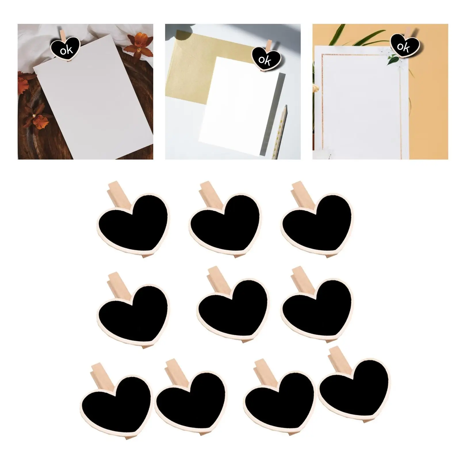 Wooden Board Your Text Chalkboard Clips Tags Black Mini Message Memo Sign for Hanging Wall Wedding Flower Table Decoration