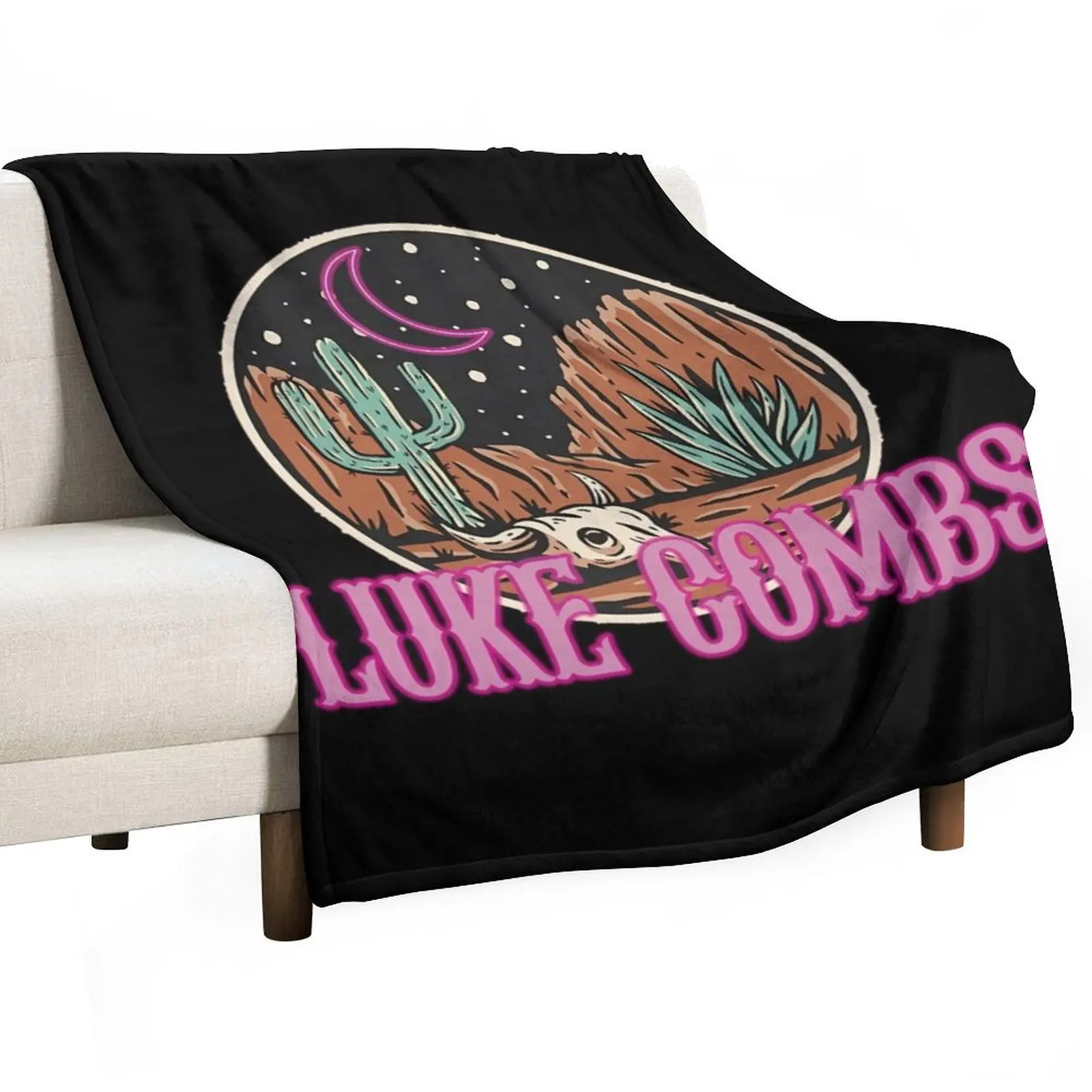 Luke Combs Music Neon Country Throw Blanket Decoratives Cute Plaid Decorative Sofas Moving Furrys Flannel Blankets