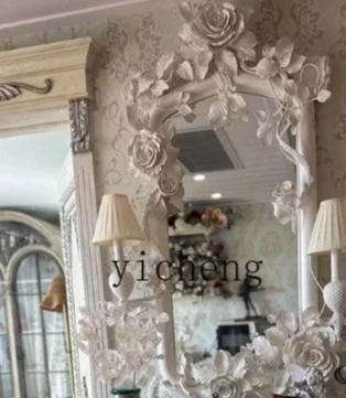 

ZZ Carved Half-Length Mirror European Style Living Room Fireplace Decorative Mirror Beauty Salon