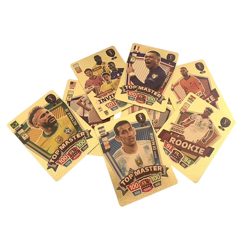 Tarjetas doradas de estrellas del fútbol, tarjetas de edición limitada de 27/55 piezas, Material plástico, juguetes de jugador de fútbol, paquete de