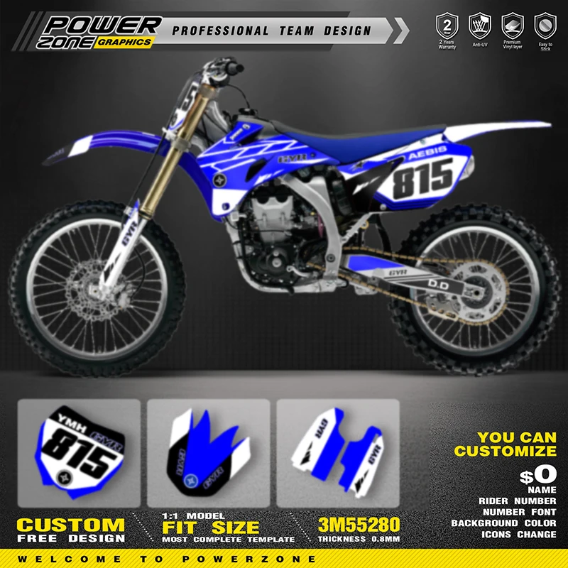 

PowerZone Custom Team Graphics Backgrounds Decals Stickers Kit For YAMAHA YZF250 450 2006 2007 2008 2009 YZF250 YZF450 09