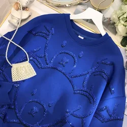 Klein Blue Women Knit Pullover Long Sleeve Sweater Harajuku Sweater Anime Cartoon Top Kawaii Streetwear Y2K