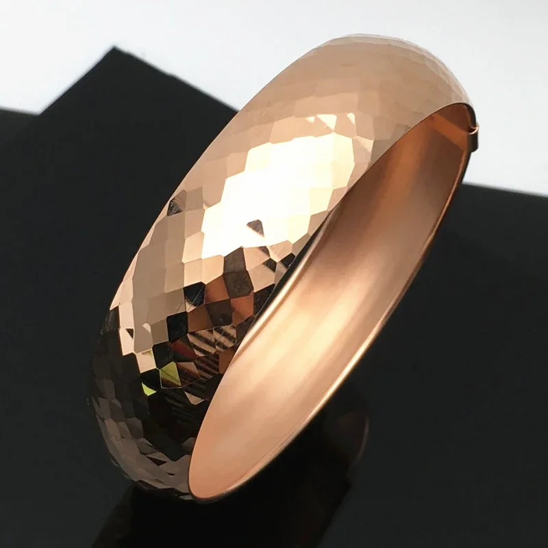 

585 Purple Gold Plated 14K Rose Gold Wide Shiny Rhombus Bracelet Hip Hop New Fashion Men's and Women's Style Party Jewelry