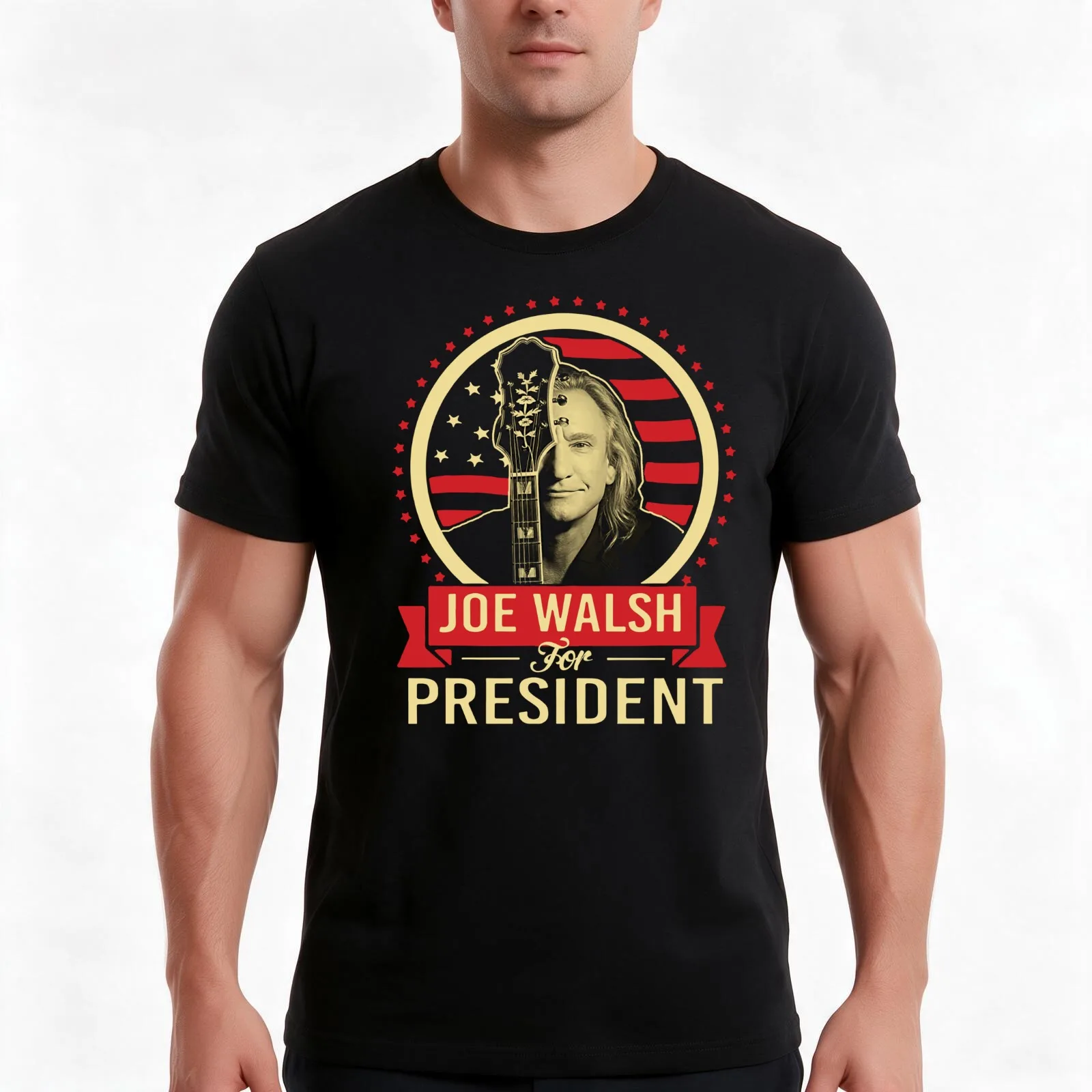 Joe Walsh for President Men's Black Shirt T-Shirt, Summer Casual Cotton Tee, Oversized Streetwear Tops, Vintage Graphic Print