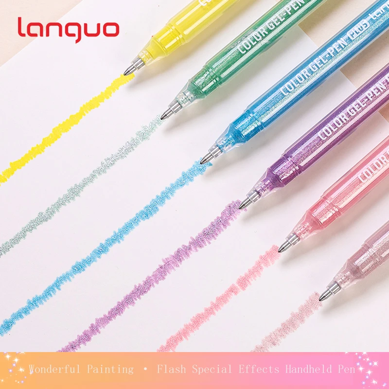 

4 цвета, гелевые ручки с блестящими эффектами, 1,0 мм/0,5 мм, ручки для письма большой емкости, художественные маркеры для рисования, канцелярские принадлежности, школьные принадлежности