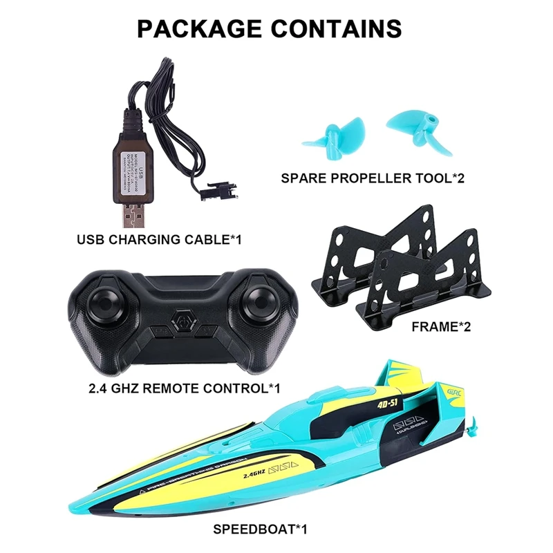 S1 2.4G High-Speed Remote Control Speedboat 30Km/H Waterproof Electric Remote Control Double Propoler