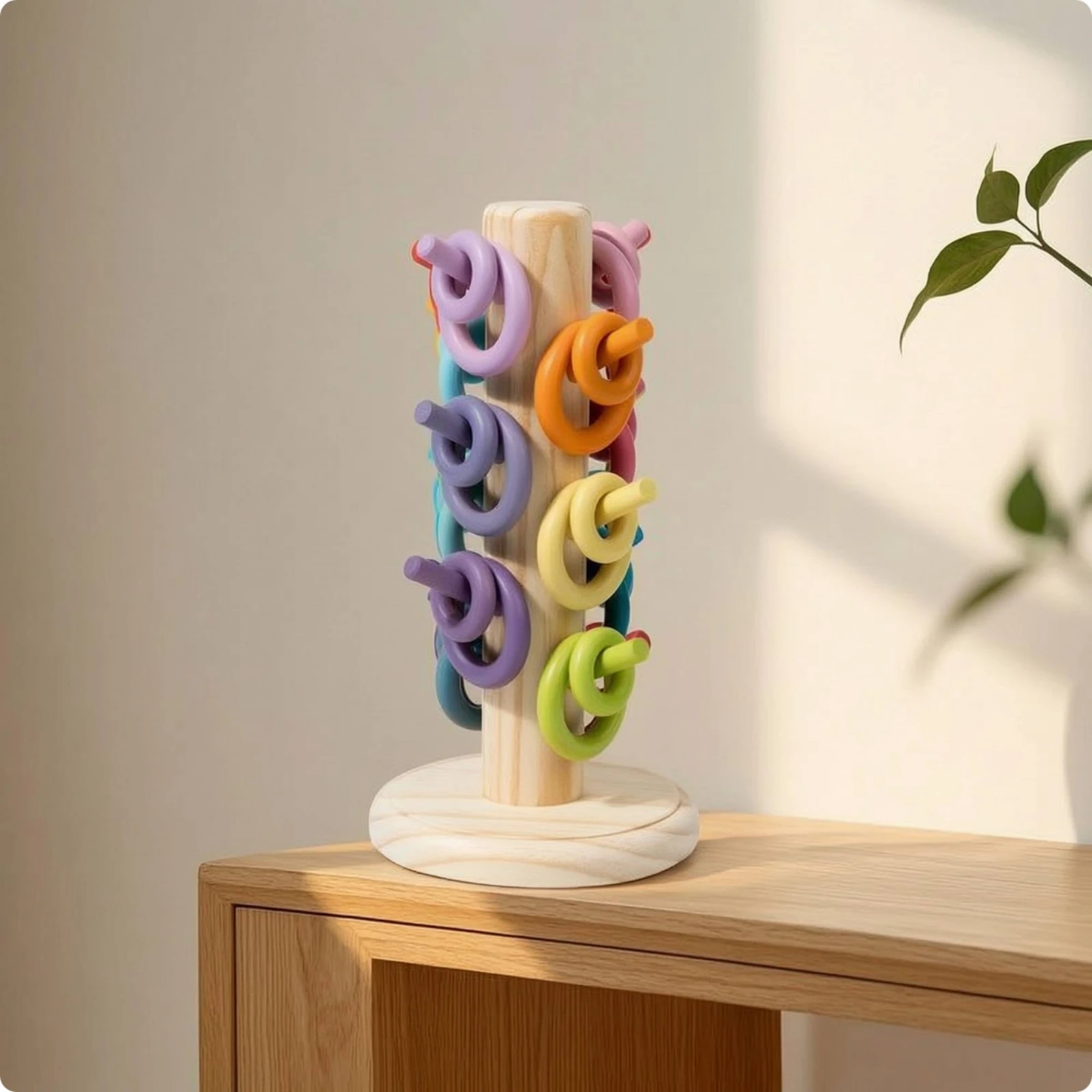 Wooden Stacking Rings Child-Centered Stacking Rings Counting Disc Stacker Sensory Wooden Sorting Counting Toy Colorful