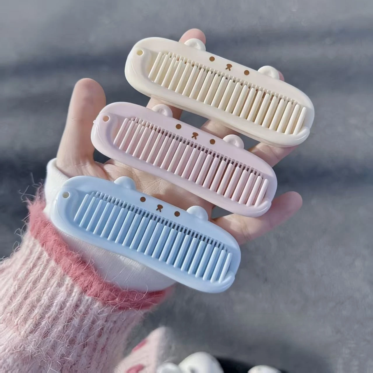 Dual-purpose folding comb Portable mini hairdressing comb Anti-static Children's adult universal cute styling comb