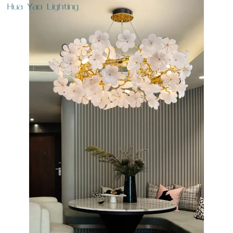 Modern Handcrafted Dining Chandelier Flower Branch Ceiling Light Decorative Lamp for Home Decor Restaurant Suspend Light Fixture