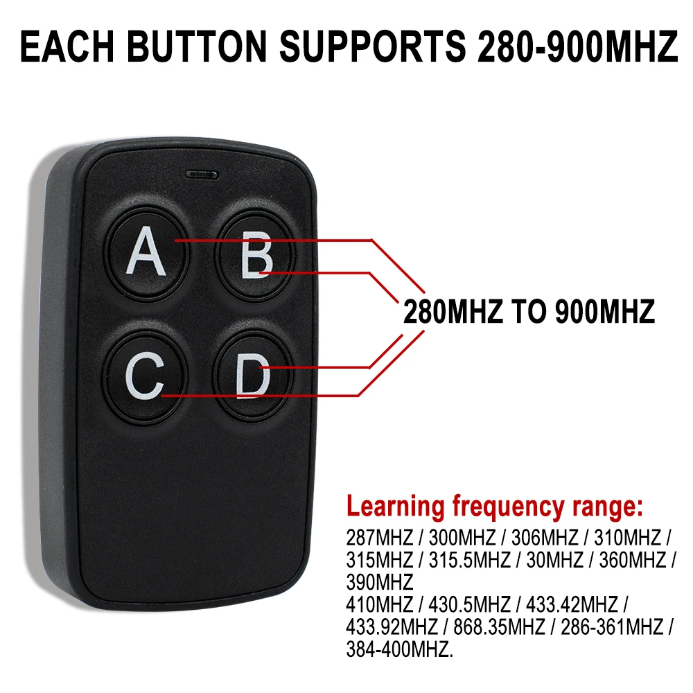 Universal Garage Door RF Remote Control Duplicator 280-868MHz 433MHz Code Grabber Clone Gate Key Fob Command Hand Transmiter