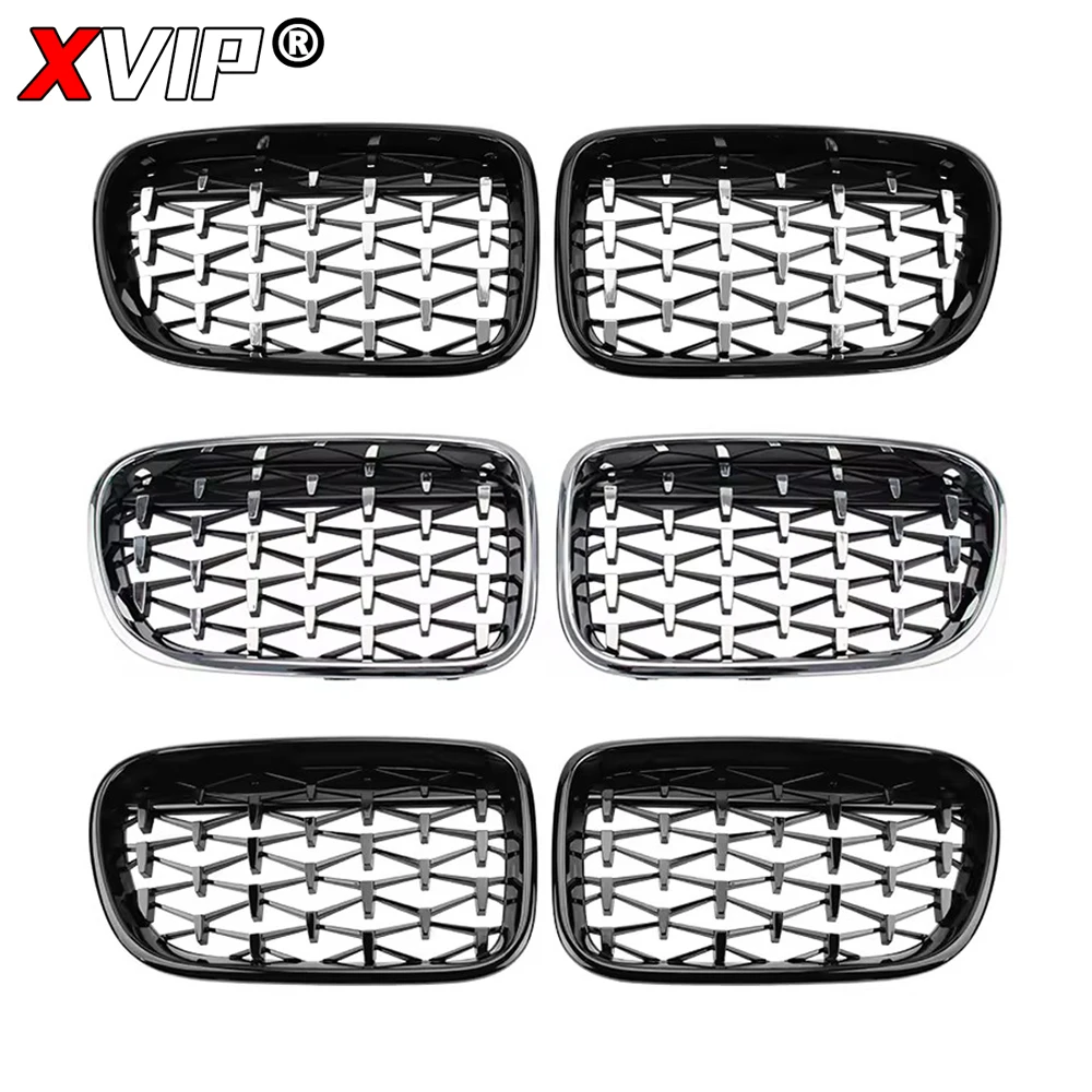 XVIP Chrome Silver Diamonds Front Bumper Hood Grilles For BMW X3 F25 2010-2013 Single And Double Line Style Upper Racing Grills