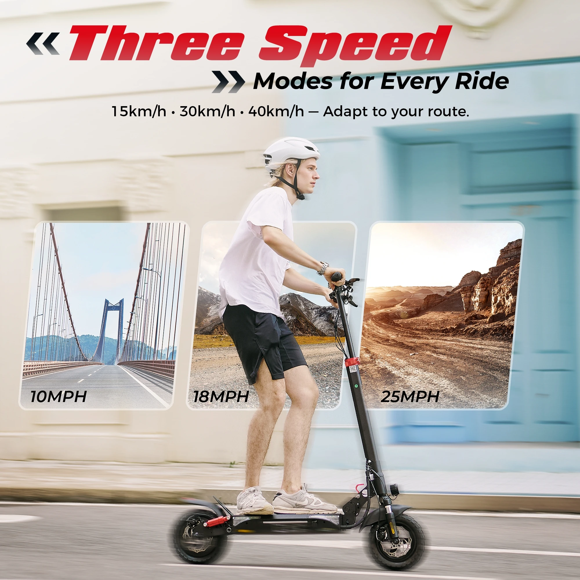 Scooter Eléctrico iScooter de 1000W, 48V10Ah, 40km/h, Alcance Máximo de 40km, Neumáticos Todoterreno de 10 Pulgadas, Plegable, con APP 3