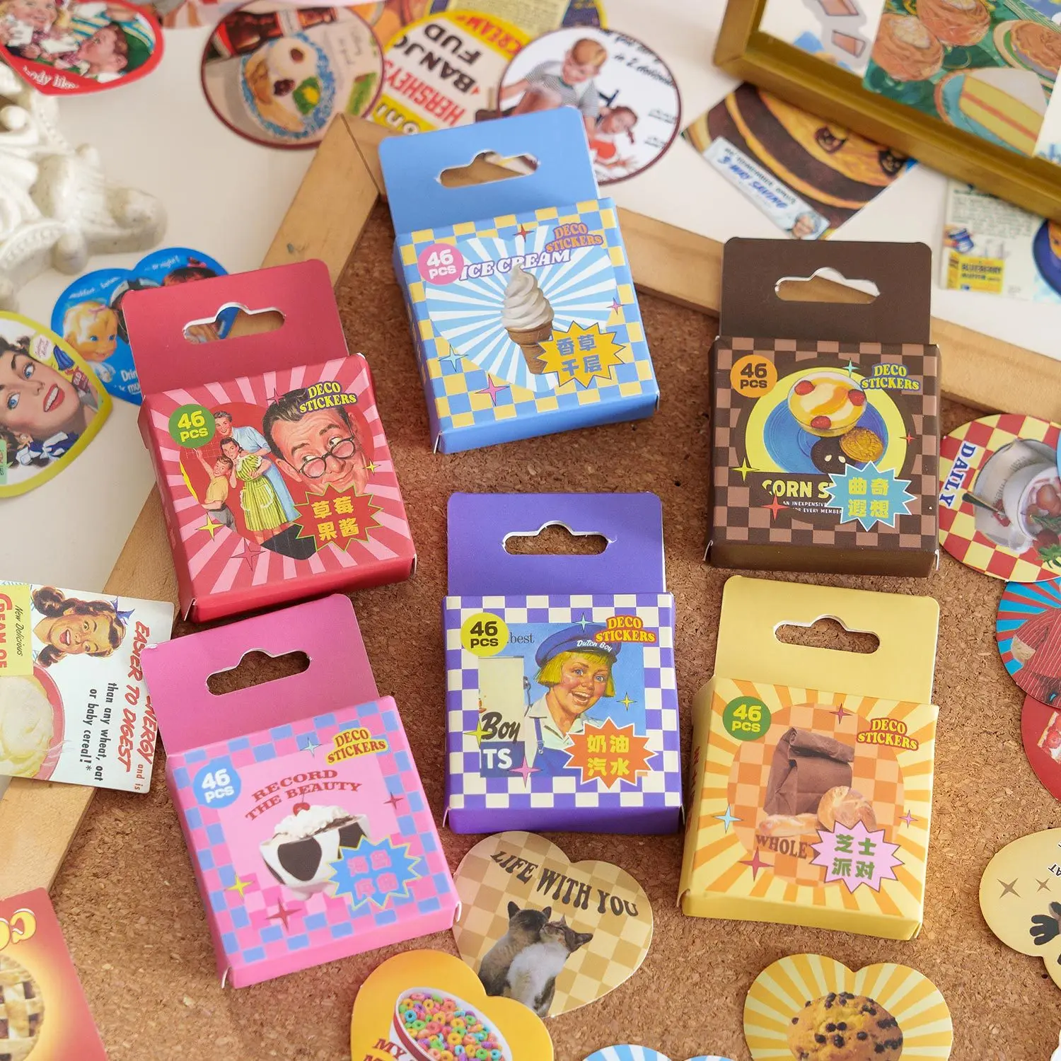 Pegatinas de estilo americano Vintage, álbum de diario decorativo creativo, hecho a mano álbum de recortes, suministros de diario de chatarra, 46 piezas por lote