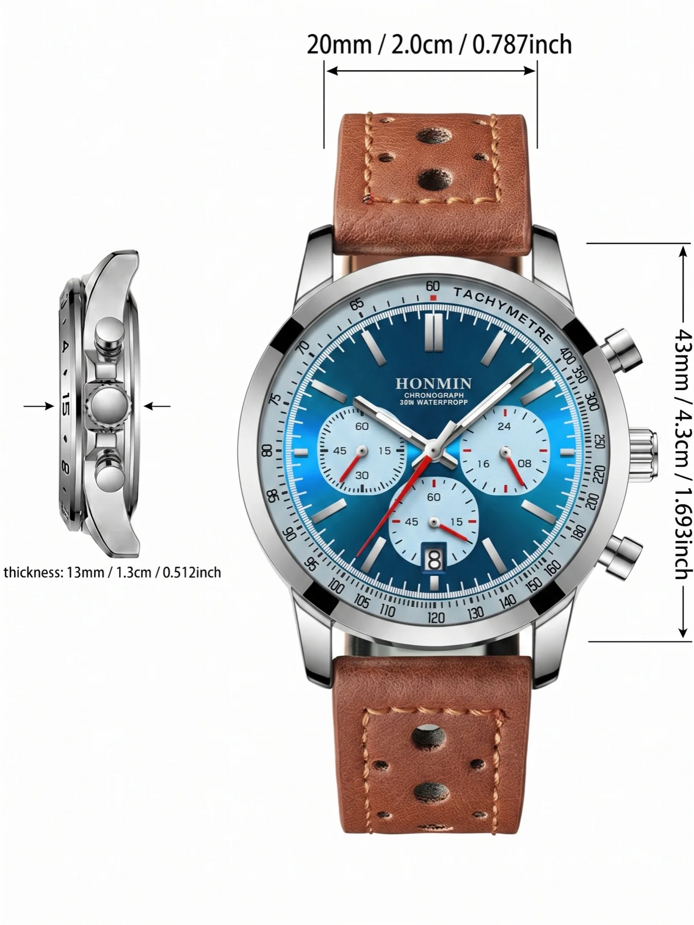 Men's Quartz Watch, Chronograph, Date & Speedometer, Luminous Hands, Ideal for Party & Business Wear, Birthday Gift