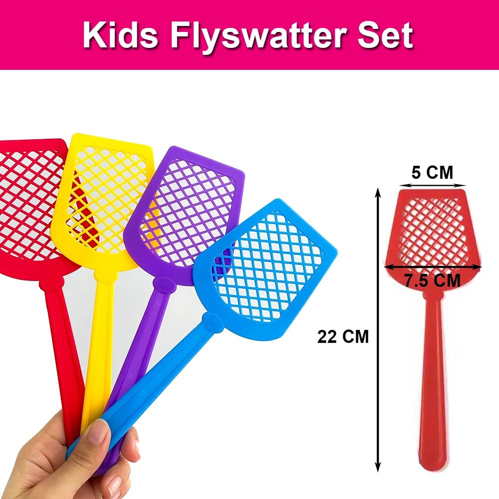 Plastic 4 Pcs Fly Swatter Set for Kids Preschool Classroom Speed Games Card Game Learning Enlightenment Anti-stress Toy 4 Colors