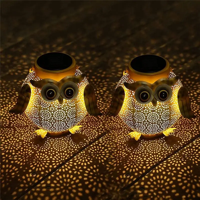 A98E-Iron Art Solar Owl Ground Light Crafts Garden Lawn Outdoor Garden Decorative Lamp LED Solar Light Hanging Landscape