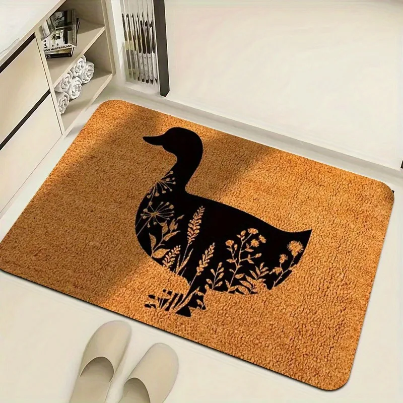 Duck and Wheat Straw Pattern Floor Mat - Farmhouse-style Non-slip Washable Indoor and Outdoor Carpet, Suitable for Entrance