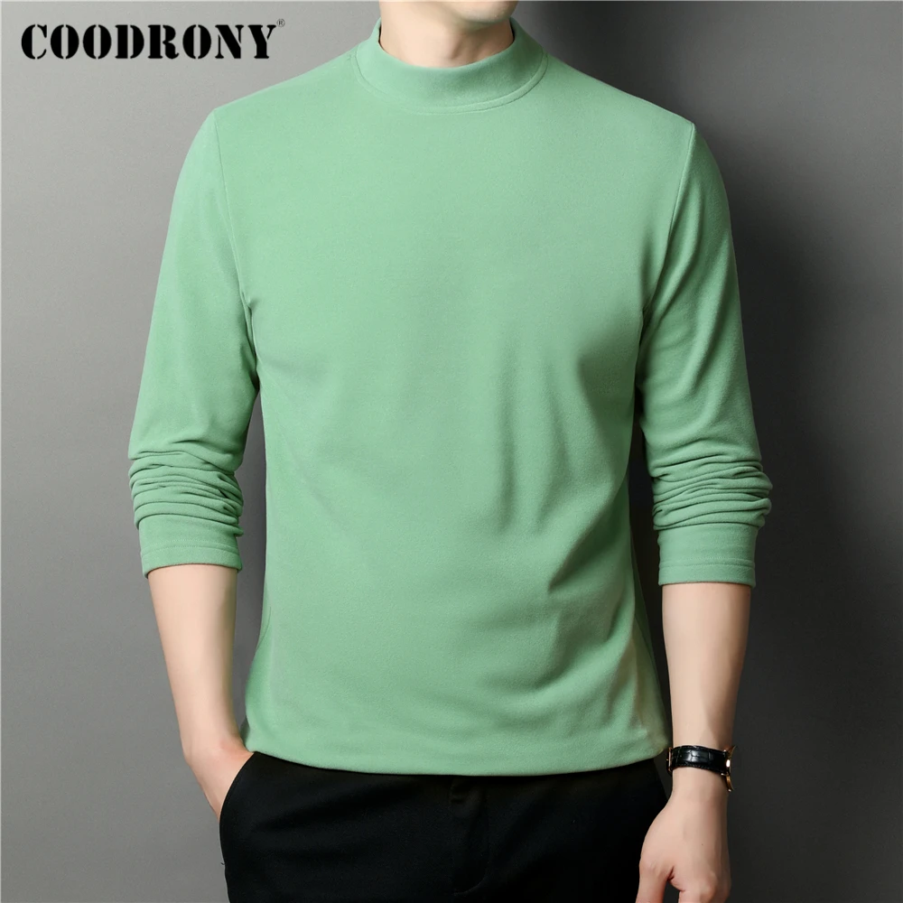 

COODRONY Brand Pure Color Mock Neck Sweater Men Clothes Autumn Winter Soft Warm Dralon Velvet Fabric Knitwear Pullover Men Z1100