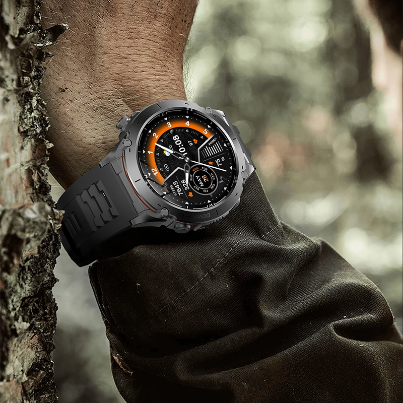 เข็มทิศ GPS สมาร์ทวอท์ช 1.43 "จอแสดงผล HD AMOLED GPS ในตัวโทรศัพท์บลูทูธกีฬา 3ATM smartwatch กันน้ําสําหรับชาย