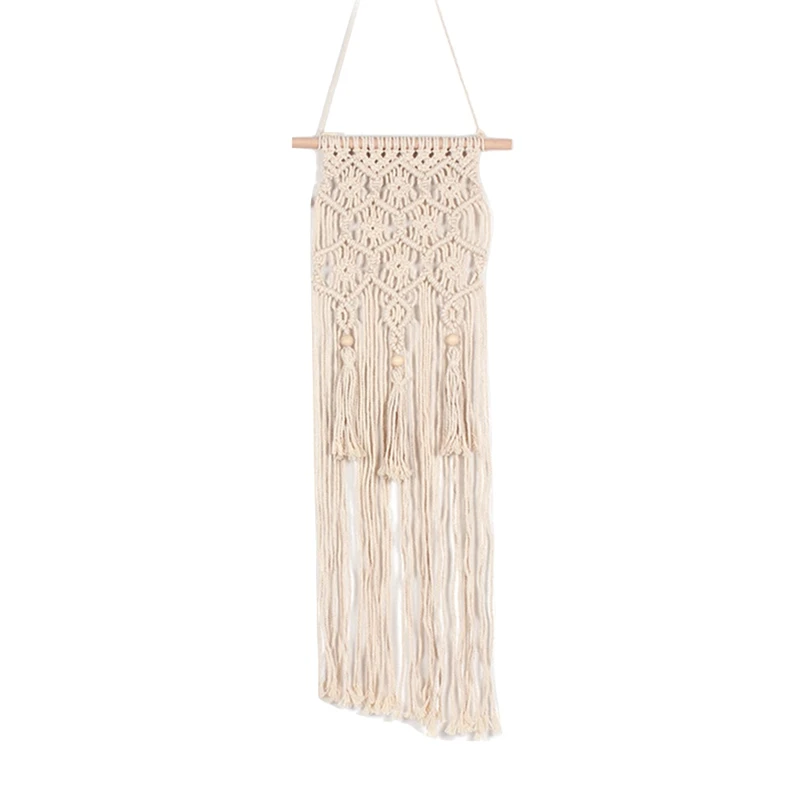 Macrame Wall Hanging Hand Knotted Art Macrame Tapestry with Tassel - Boho Wedding Home Backdrop