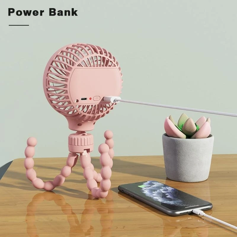

Portable Mini Handheld Stroller Fan 3000/4000mAh Baby Fan with Flexible Tripod best sale