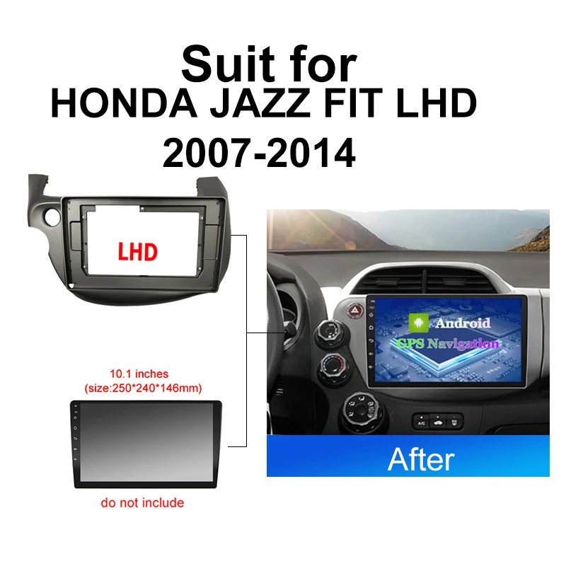 9Inch Car Radio Fascia Android Panel Casing For Honda Jazz Fit RHD LHD 2007-2014 2 stereo Frame 2Din Head Unit Dash Cover wire