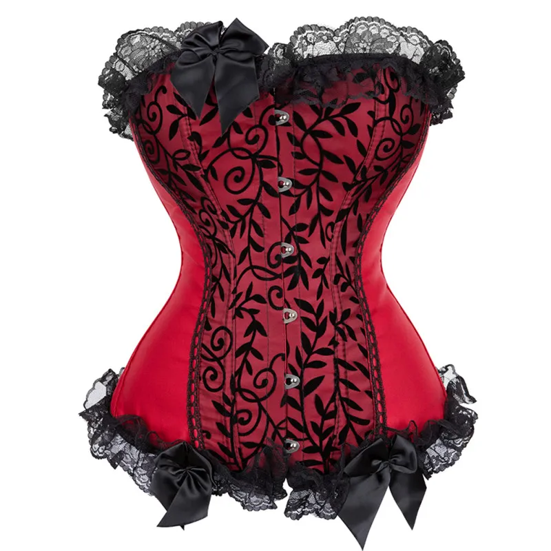 Corsets Bustiers for Women Overbust Corset Top Corselet Sexy Lace Bowknot Decorated Corselet Plus Size Corsetto Korsett