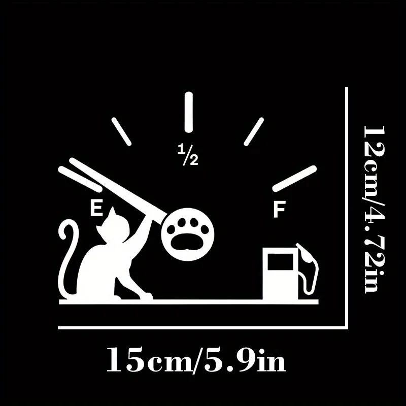 1pc Adorable Cat & Dog Fuel Gauge Vinyl Sticker, Waterproof Sun-Resistant Decal for Car Fuel Tank Cap
