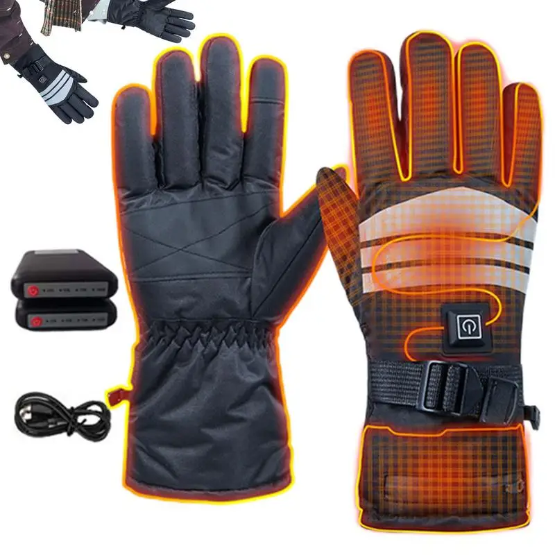 7.4V USB Electric Motocross Heating Gloves Waterproof Windproof Heated Gloves Winter Moto Cycling Gear Motorcycle Heated Gloves