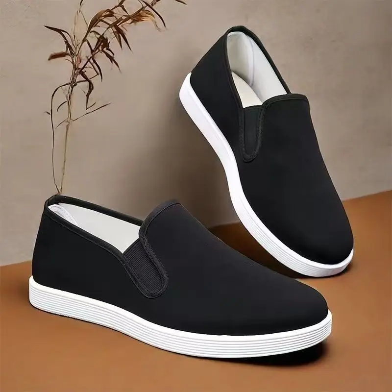 

Men's Spring Summer New Casual Canvas Shoes Soft Sole Non Slip Lightweight Breathable Loose Slip On Work Shoes Walking Shoes