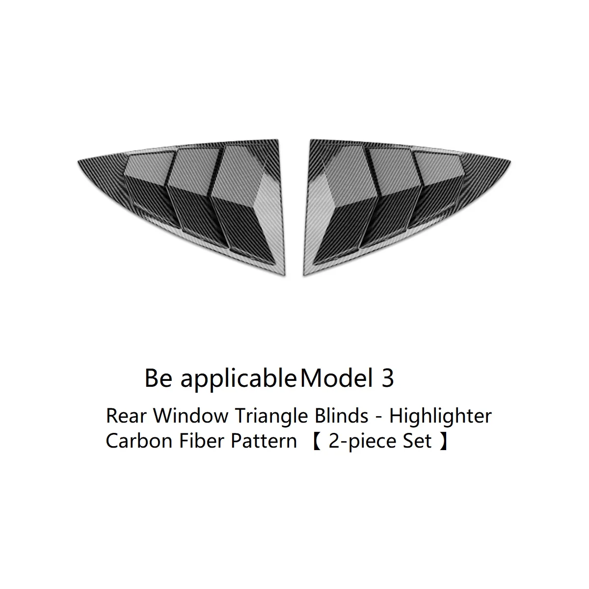 For Model 3 Y Louvre Rear Triangle Sequins Exterior Modification Parts, Carbon Fibre,