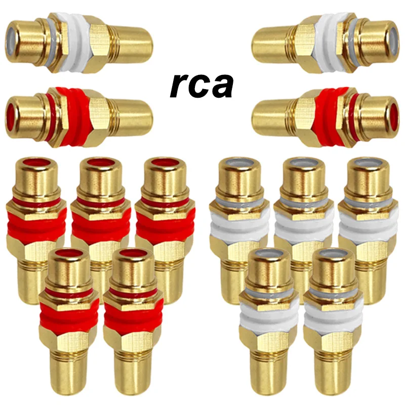 2/4/8Pcs Gold-plated RCA Female to Female Plug Rca Jack Socket RCA Connector for Audio Video Speaker