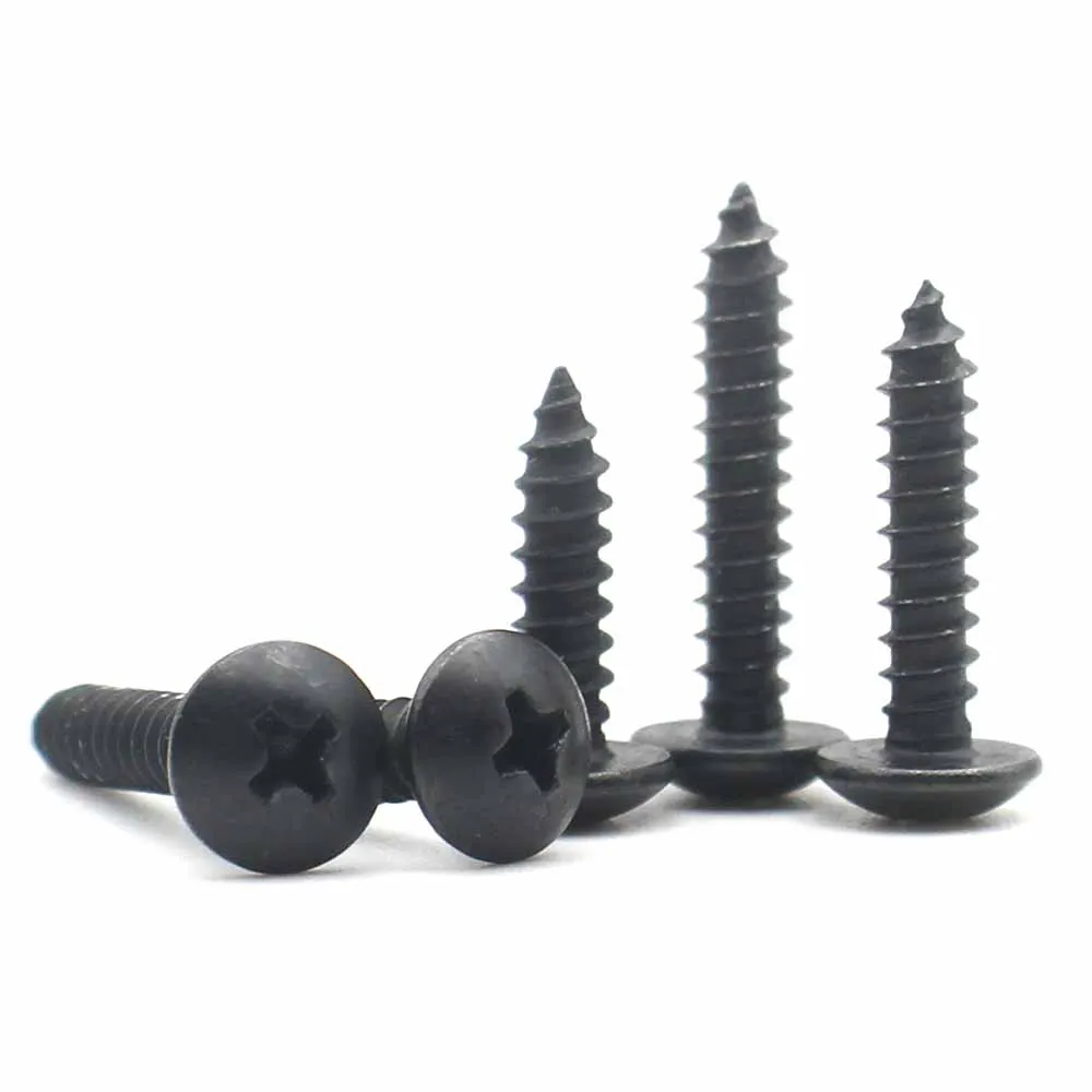 20-50pcs M3 M3.5 M4 M5 M6 Black 304 Stainless Steel Cross Phillips Large Pan Head Self Tapping Umbrella Head Round Wood Screws