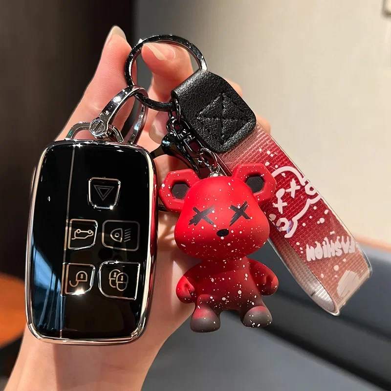 TPU Car Key Case Cover Fob Shell for Land Rover Range Rover Evoque Sport Freelander Discovery Velar for Jaguar XE XF XJ Keychain