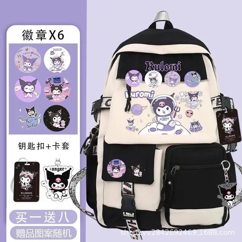 

New Cute Sanrios Kuromi Backpack Spinal Protection Waterproof Schoolbag Children Lighten The Burden Cartoon Festival Gift