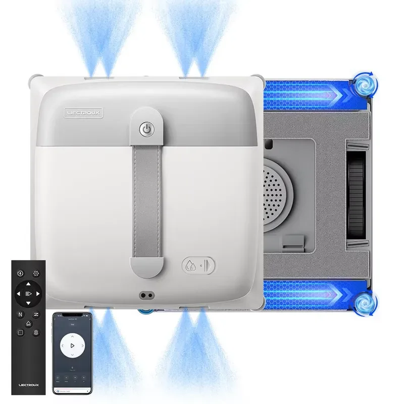 for LIECTROUX G9 Window Cleaning Robot Glass Cleaner with 8-Way Water Spraying and 2-Way Bionic Mechanical Arms