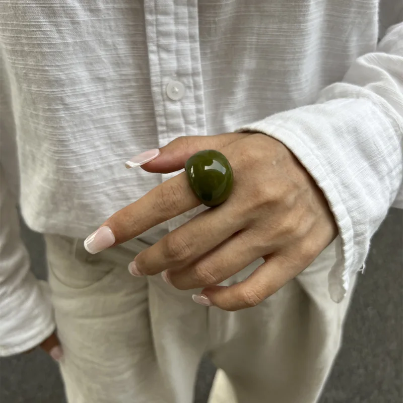 Women's Oversized Multicolour Resin Dome Ring