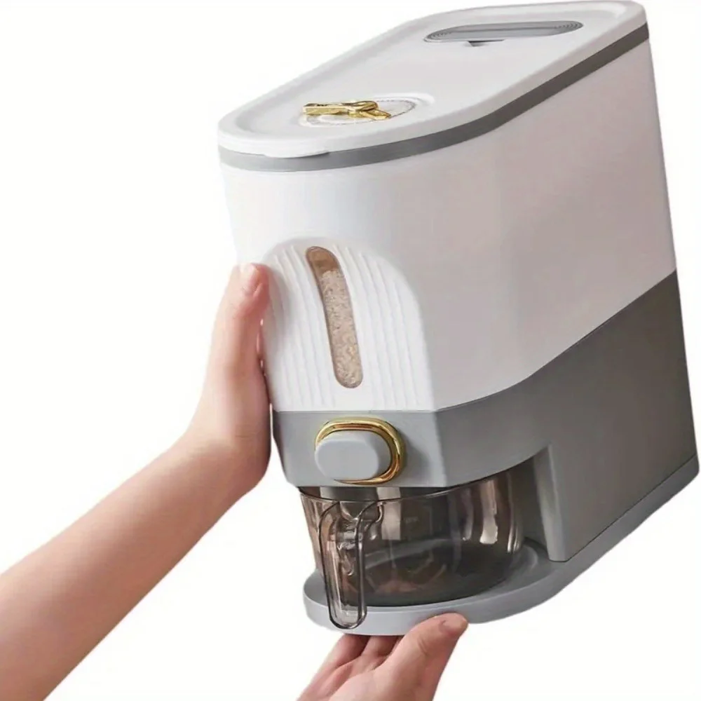 1 large capacity sealed rice grain dispenser - moisture-proof grain storage container, suitable for kitchen tidying