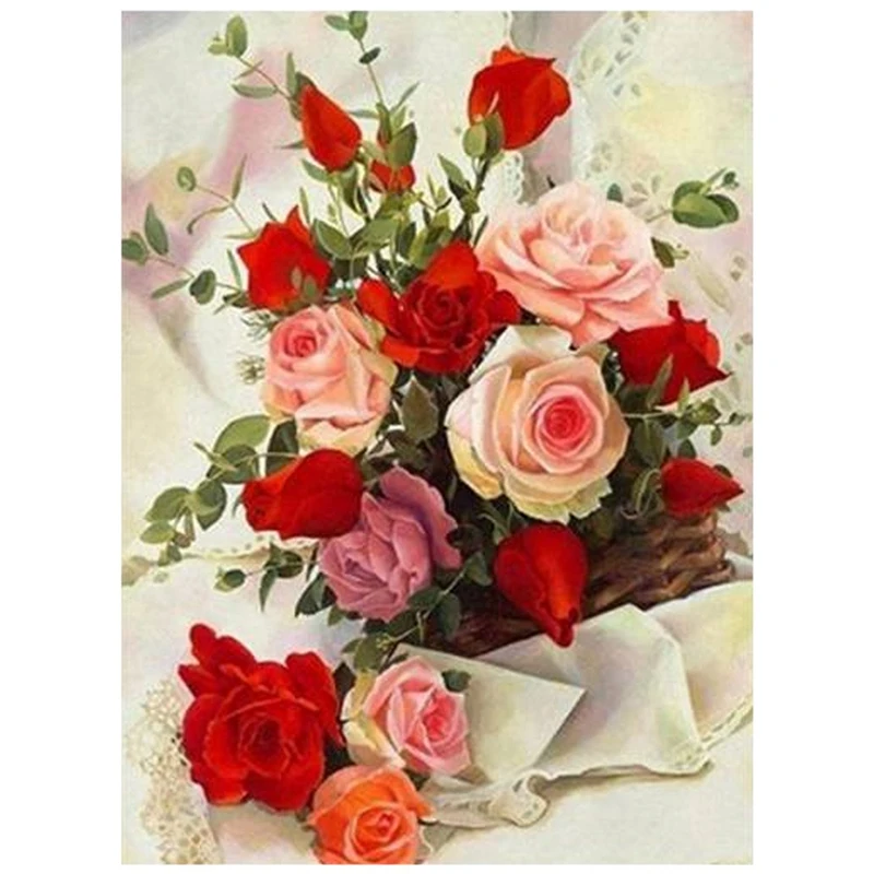 5D DIY Diamond Painting Flowers Full Square New Arrival Drill Mosaic Diamond Embroidery Rose Garden Decoration