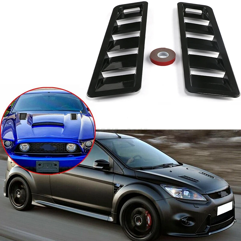 1 paio di prese d\'aria per cofano anteriore automatico cofano per feritoia nero/cofano Vent Trim Cover decorazione plastica sinistra destra