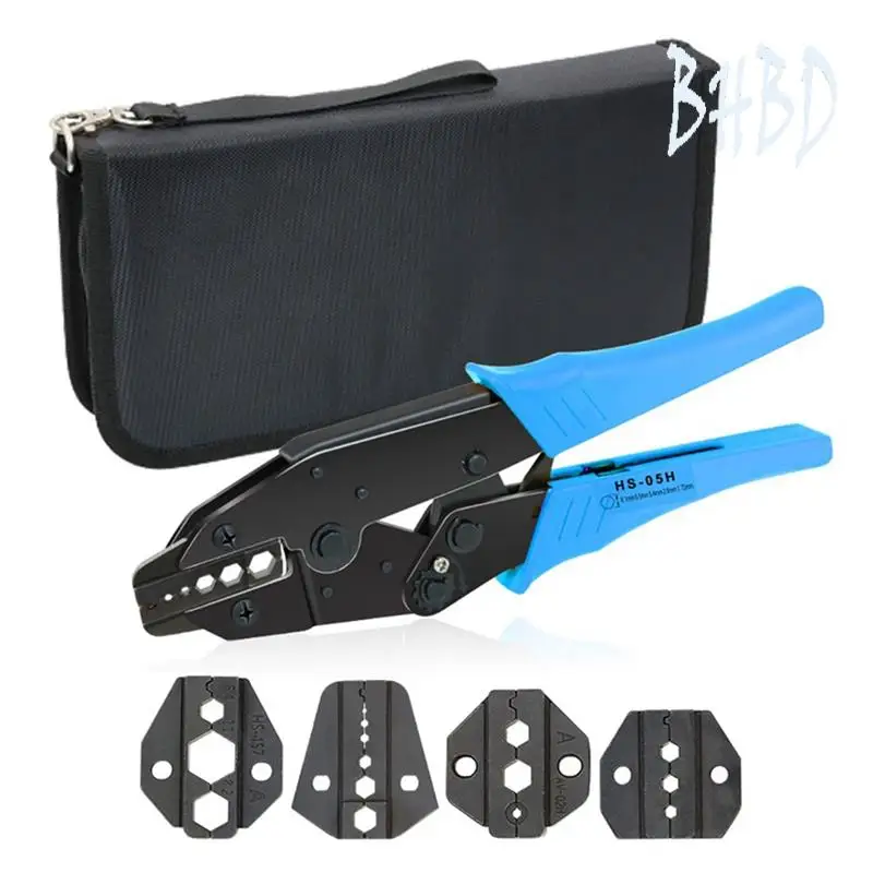 

BHBD-Coaxial Cable Crimping Pliers Set HS-05H Crimping Pliers With 4 Jaws Are Suitable For RG55 RG58 RG59 Parts 62 Ratchet Tools