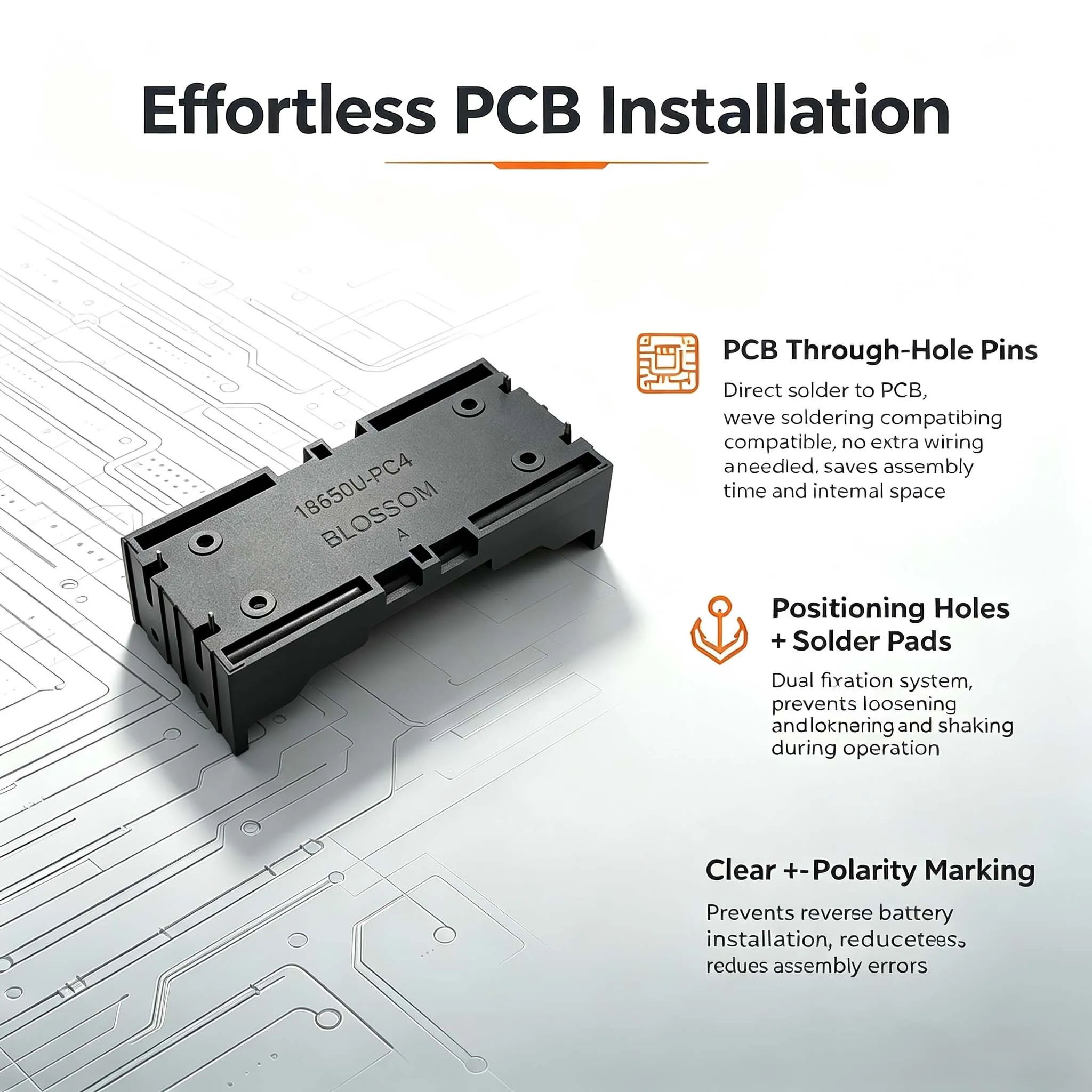 Neue schwarze DIY 2-teilige Kunststoff-Batteriehalterung für 18650 wiederaufladbare Batterien 3,7V DIY (Batterie nicht enthalten) – Detail 3