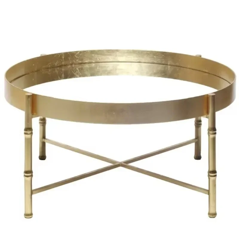 New Chinese-style bamboo joint rou nd electroplated gold foil mir ror coffee tab le/soft deco ration design light